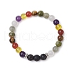 Natural & Synthetic Mixed Gemstone Round Beaded Stretch Bracelets for Womenm Men BJEW-JB11556-2