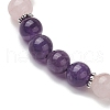 8mm Round Natural Rose Quartz & Amethyst Beaded Stretch Bracelets for Women Men BJEW-JB10533-01-3