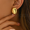 Stainless Steel Classic Oval with Cross Stud Earrings EO1132-2