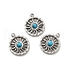 304 Stainless Steel Pave Dyed Synthetic Turquoise Sun Charms STAS-B074-05P-02-1
