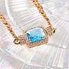 Brass Micro Pave Cubic Zirconia Rectangle Link Bracelets KK-R217-35G-2