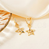 Minimalist Brass Clear Cubic Zirconia Star Hoop Earrings GV3935-1-2