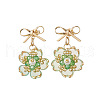 Flower Handmade Glass Seed Beads Dangle Stud Earrings EJEW-MZ00471-03-2