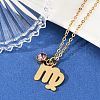 304 Stainless Steel Glass Drill Birth Stone Constellation Pendant Necklaces STAS-D305-08G-F-4