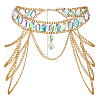 Rhinestone Cup Chains Belts AJEW-WH0470-61G-1