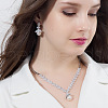 Leaf Brass Micro Pave Clear Cubic Zirconia Pendant Necklaces & Stud Dangle Earrings Sets FS-WG7D71A-01-2