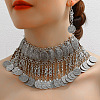 Alloy Coin Tassel Pendant Necklaces & Dangle Earrings Sets FS-WG2882A-02-1
