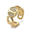 Brass Micro Pave Clear Cubic Zirconia Open Cuff Rings for Women RJEW-K289-02G-L-4