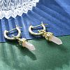 Natural Rose Quartz Hoop Earrings EJEW-P306-01G-07-2