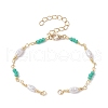Plastic Imitation Pearl Oval & Faceted Glass Beaded Link Chain Bracelet Making AJEW-JB01150-44-1