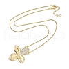 Brass Micro Pave Clear Cubic Zirconia Pendant Box Chain Necklaces for Women NJEW-U015-08G-01-2