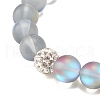 Synthetic Moonstone Round Beaded Stretch Bracelet with Rhinestone BJEW-JB07875-5