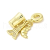 Rack Plating Brass Micro Pave Clear Cubic Zirconia European Dangle Charms KK-S380-26G-2