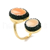 Oval Natural Yellow Shell Finger Rings RJEW-K286-02G-2