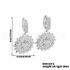 Brass Clear Cubic Zirconia Flat Round with Star Hoop Earrings JU6465-2-3