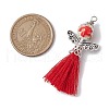 Porcelain Beaded with Polycotton Tassel Big Pendants PALLOY-JF02986-3