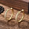 Brass Micro Pave Cubic Zirconia Huggie Hoop Earrings EJEW-K083-36G-B-5