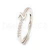 Clear Cubic Zirconia Initial Letter Adjustable Ring RJEW-C052-01P-Z-1