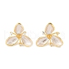Flower Brass & Sterling Silver Pin Stud Earrings KK-M326-02G-1