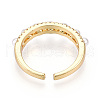 Brass Micro Pave Clear Cubic Zirconia Cuff Rings for Women KK-T074-11G-3