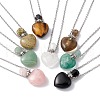 Openable Heart Natural & Synthetic Mixed Stone Perfume Bottle Pendant Necklaces for Women NJEW-F296-05P-1