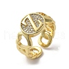 Brass Micro Pave Clear Cubic Zirconia Open Cuff Rings for Women RJEW-K289-02G-Z-4
