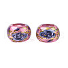 Flower Printed Transparent Acrylic Rondelle Beads TACR-S160-01-E01-2