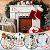   180Pcs 6 Styles Christmas Snowman Print Wood European Beads WOOD-PH0003-03A-6