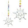 Flower Faceted Glass Pendant Decoration HJEW-TA00040-02-1
