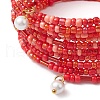 Glass Seed Beaded Multilayer Wrap Bangles for Women BJEW-JB10800-4