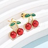 Brass Enamel Stud Earrings EJEW-Q017-01A-G-3