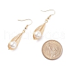 Shell Pearl Braided Teardrop Dangle Earrings EJEW-TA00088-4