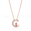 Chinese Zodiac Necklace Ox Necklace 925 Sterling Silver Rose Gold Cattle on the Moon Pendant Charm Necklace Zircon Moon and Star Necklace Cute Animal Jewelry Gifts for Women JN1090B-1