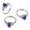 Oval Natural Lapis Lazuli Adjustable Rings RJEW-Q819-01P-03-1
