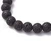 Natural Lava Rock & Shell Pearl Round Beads Stretch Bracelets BJEW-JB11826-02-4