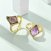 Rhombus Natural Amethyst Finger Rings RJEW-B113-01G-08-1
