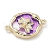 Brass Enamel Oval with Flower Connector Charms KK-M308-06G-03-3