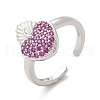 Sacred Heart Brass Micro Pave Cubic Zirconia Cuff Rings for Women RJEW-B117-01P-03-4