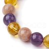 Natural Quartz Crystal & Amethyst & Sunstone Beaded Stretch Bracelets for Women BJEW-TA00552-3