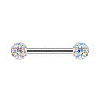 304 Stainless Steel Micro Pave Cubic Zirconia Nipple Rings WG2793F-15-1