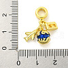Rack Plating Brass Pave Clear Cubic Zirconia European Dangle Charms KK-P270-01G-3