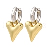 Two Tone Heart Brass Hoop Earrings EJEW-D322-12GP-01B-4