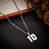 Beebeecraft 1Pc 304 Stainless Steel Figaro Chain Number Pendant Necklaces NJEW-BBC0001-28C-P-4