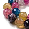 Faceted Natural Dragon Veins Agate Beads Strands G-F447-12mm-P06-4