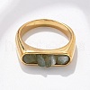 Rectangle Natural Aquamarine Chips Finger Rings RJEW-D303-02G-04-5