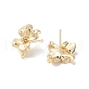 Brass Micro Pave Cubic Zirconia Stud Earring Findings KK-E107-19G-2