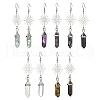 Natural Mixed Gemstone Bullet Dangle Earrings EJEW-JE05321-1