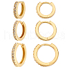   3 Pairs 3 Styles Brass Micro Pave Cubic Zirconia Hoop Earrings EJEW-PH0001-29B-1