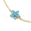 925 Sterling Silver Cubic Zirconia & Synthetic Turquoise Flower Link Bracelets XT0862-3-2