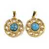 Ion Plating(IP) 304 Stainless Steel Pave Synthetic Turquoise Pendants STAS-U024-15G-01-1